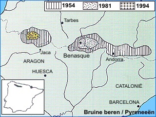 kaart historie bruine beren pyrenee&euml;n